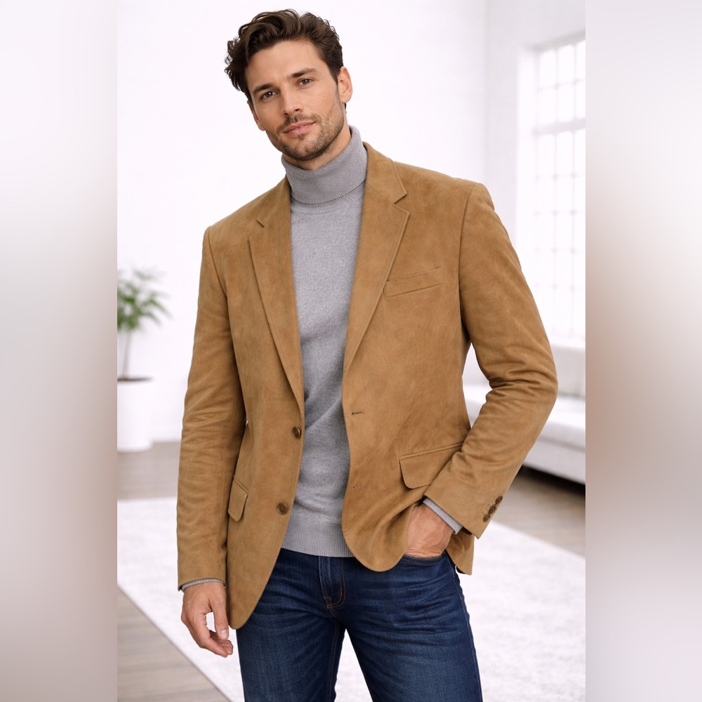 Halston Tan Suede Blazer – Size Large